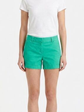 J. Crew Green 100% Cotton Chino Shorts Size 2 Mid-Rise Preppy Summer Essentials